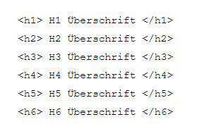 Überschriften im HTML-Code