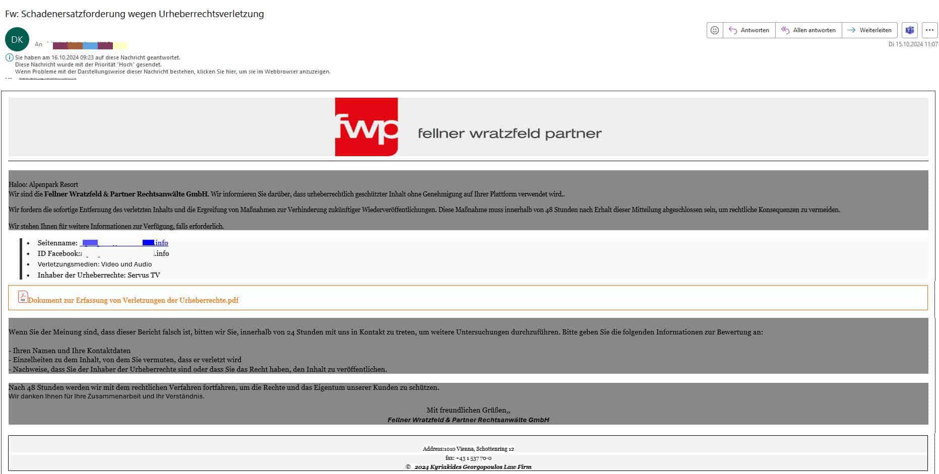 Phishing fwp - Fellner Wratzfeld Partner